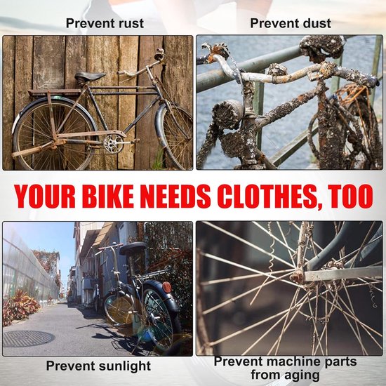 Fietshoes - fietshoes voor 1 fiets waterdicht-fiets hoes-2 artikelen Binnen- en buitenstofhoes, rekbaar, wasbaar, beschermhoes - Geschikt voor alle mountainbikes, racefietsen - Zwart - 150 x 60 x 70 cm van Queta — afbeelding 3