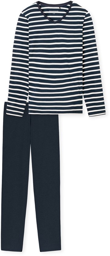 Schiesser Lange pyjama nachtblauw - Casual Essentials - Dames Pyjamaset