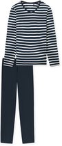 Schiesser Lange pyjama nachtblauw - Casual Essentials - Dames Pyjamaset