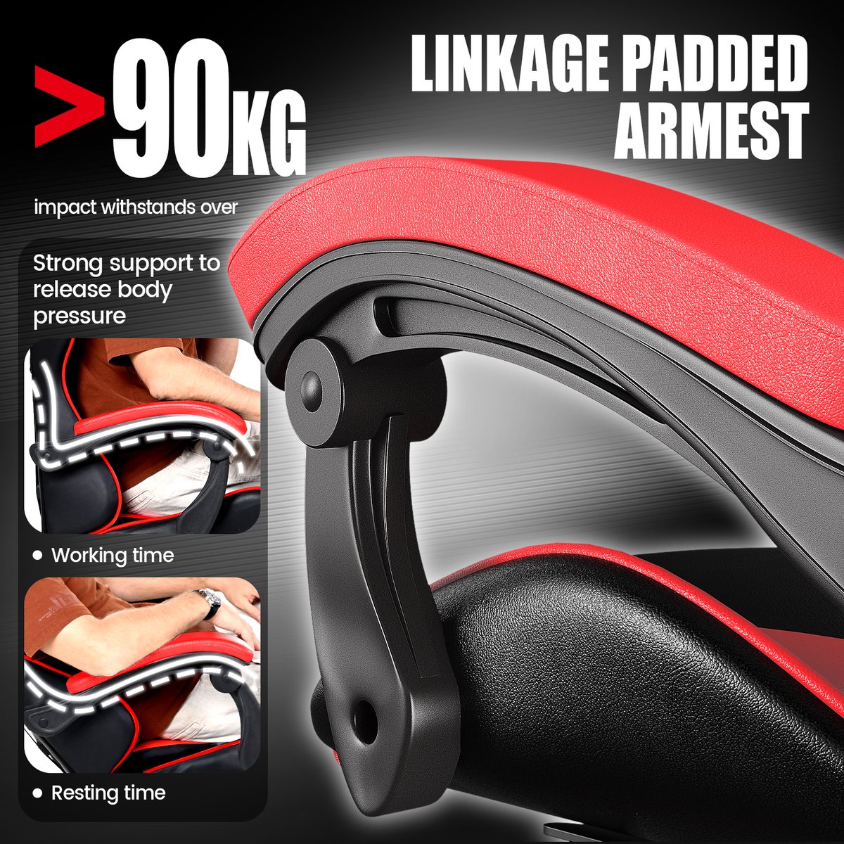 Bigzzia Ergonomische Gamingstoel met Lendenkussen en - afbeelding 2