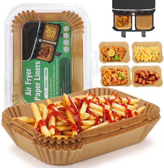 100 stuks bakpapier voor heteluchtfriteuse, 20 cm, airfryer, anti-aanbaklaag, wegwerp-luchtfriteuse