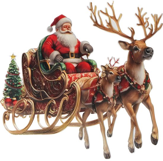 Décoratif | Décoration murale « Père Noël Classic sur traîneau », métal, 41x39cm | A255788