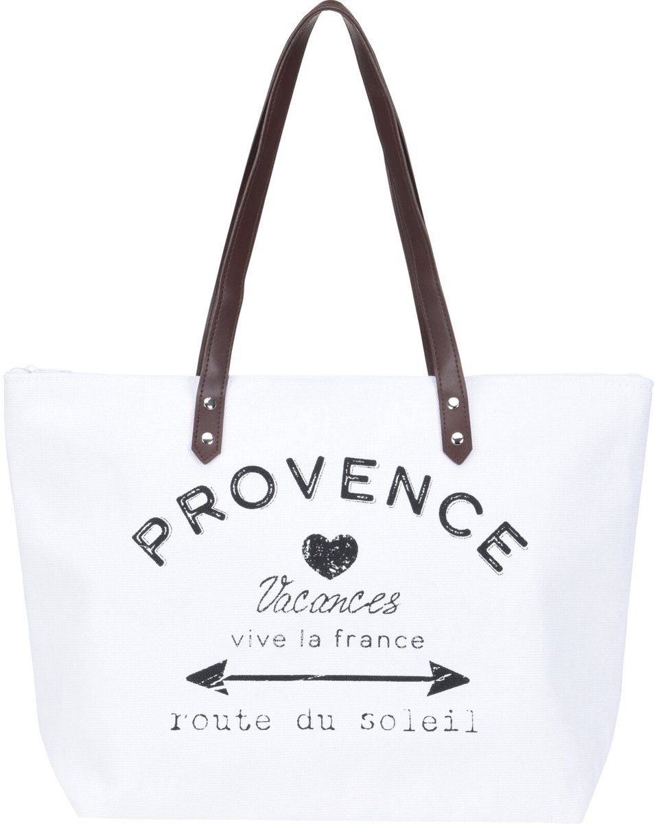 Strandtas Provence wit - 31 x 45 cm - Strandshoppers - van polyester