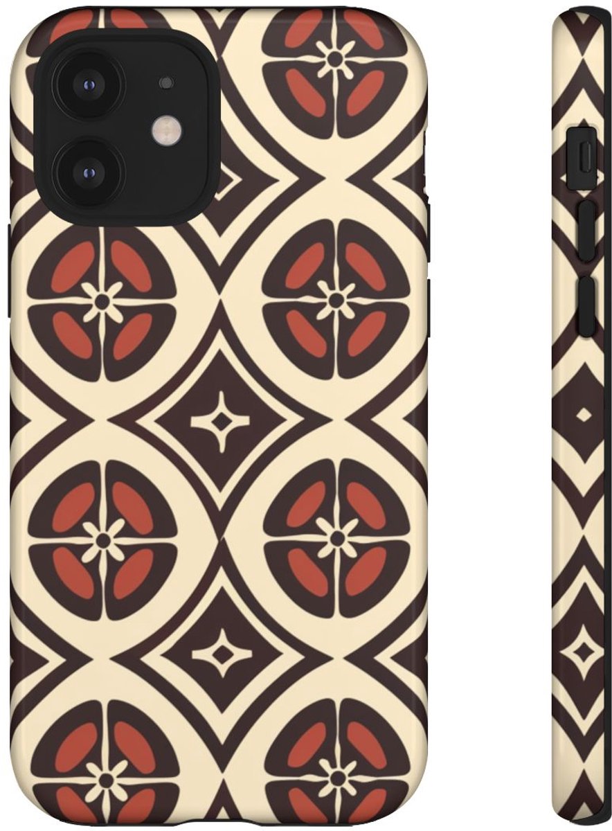 Geometrisch Bruin-Beige Patroon – Telefoonhoesje Geschikt voor iPhone 12