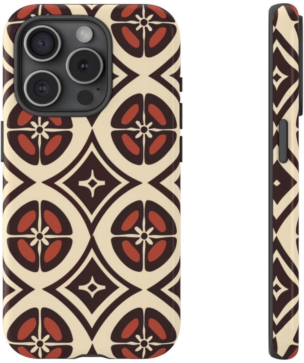 Geometrisch Bruin-Beige Patroon – Telefoonhoesje Geschikt voor iPhone 15 Pro
