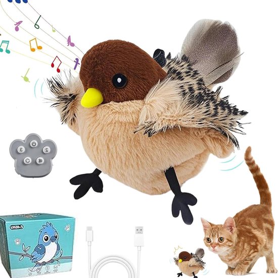 Elektrische gesimuleerde fladderende vogel - Huisdierspeelgoed - Oplaadbaar - Interactief kattenspeelgoed - Zelfvermakende fladderende vogel - 2.4G afstandsbediening huisdierspeelgoed