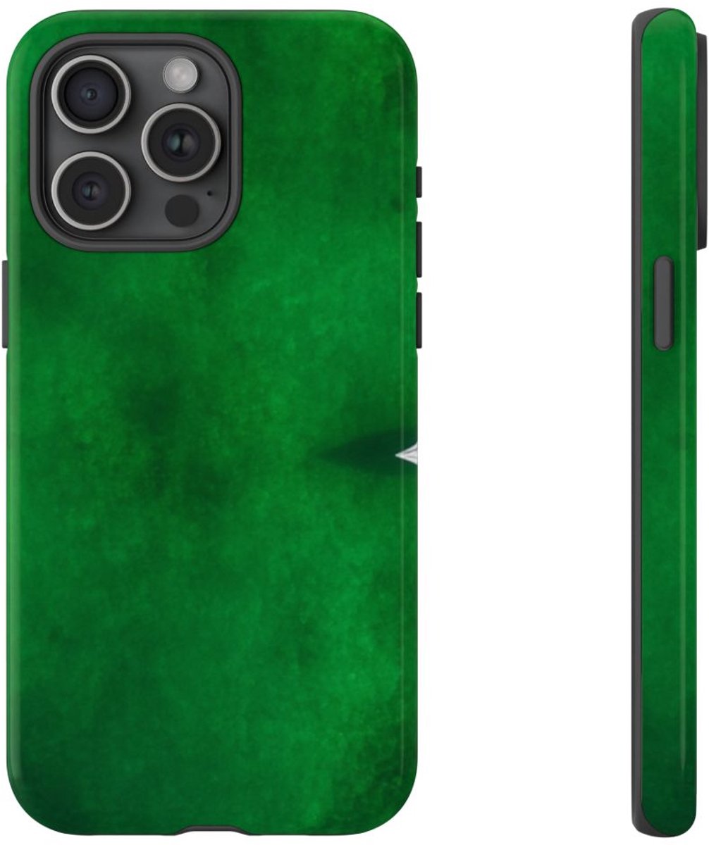 Minimalistische Kajak op Groen Water – Telefoonhoesje Geschikt voor iPhone 15 Pro Max