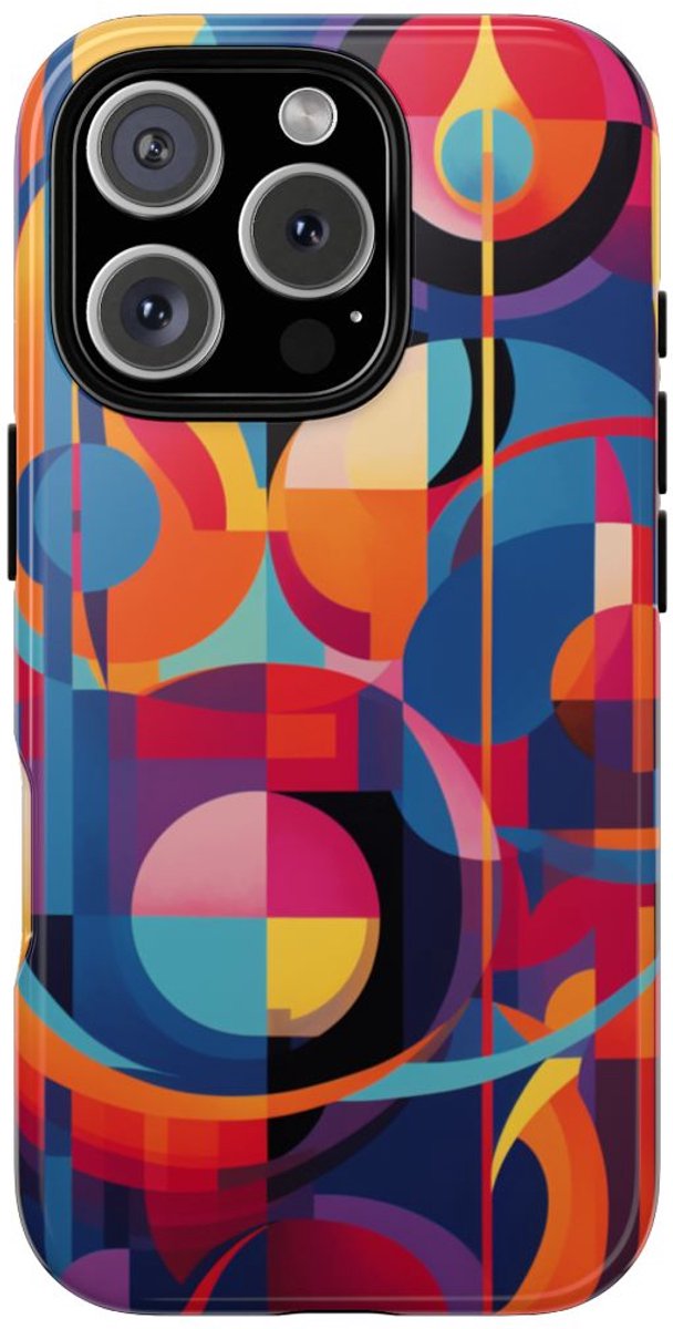 Vrolijke Geometrische Abstracte Kunst – Telefoonhoesje Geschikt voor iPhone 16 Pro