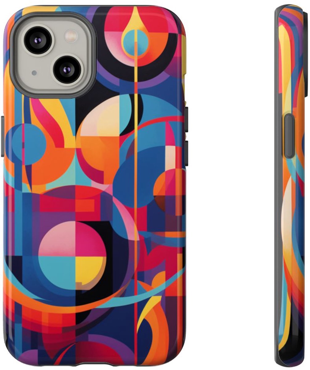 Vrolijke Geometrische Abstracte Kunst – Telefoonhoesje Geschikt voor iPhone 14