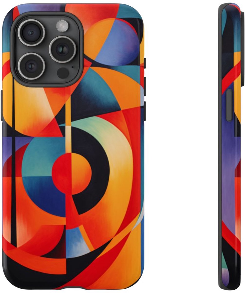 Vrolijke Geometrische Abstracte Kunst – Telefoonhoesje Geschikt voor iPhone 15 Pro Max