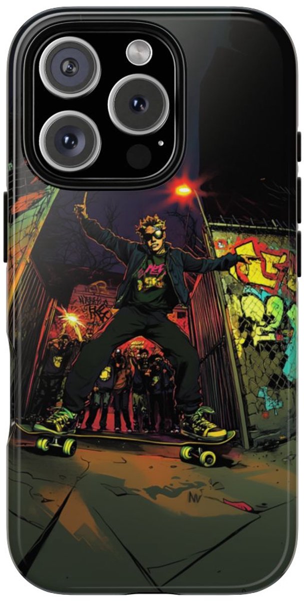 Skateboardtruc in de Nacht met Graffiti – Telefoonhoesje Geschikt voor iPhone 16 Pro