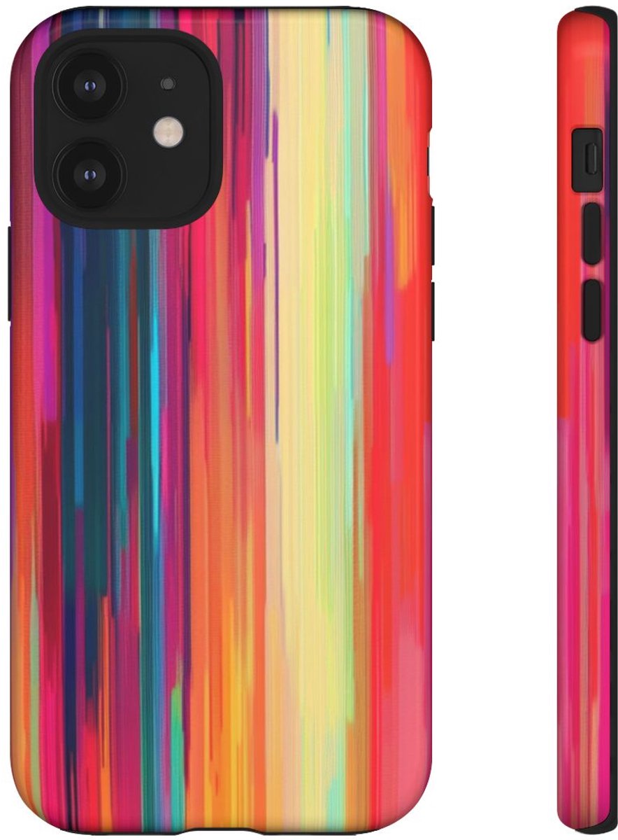 Levendige Verticale Kleurenstrepen Abstract – Telefoonhoesje Geschikt voor iPhone 12