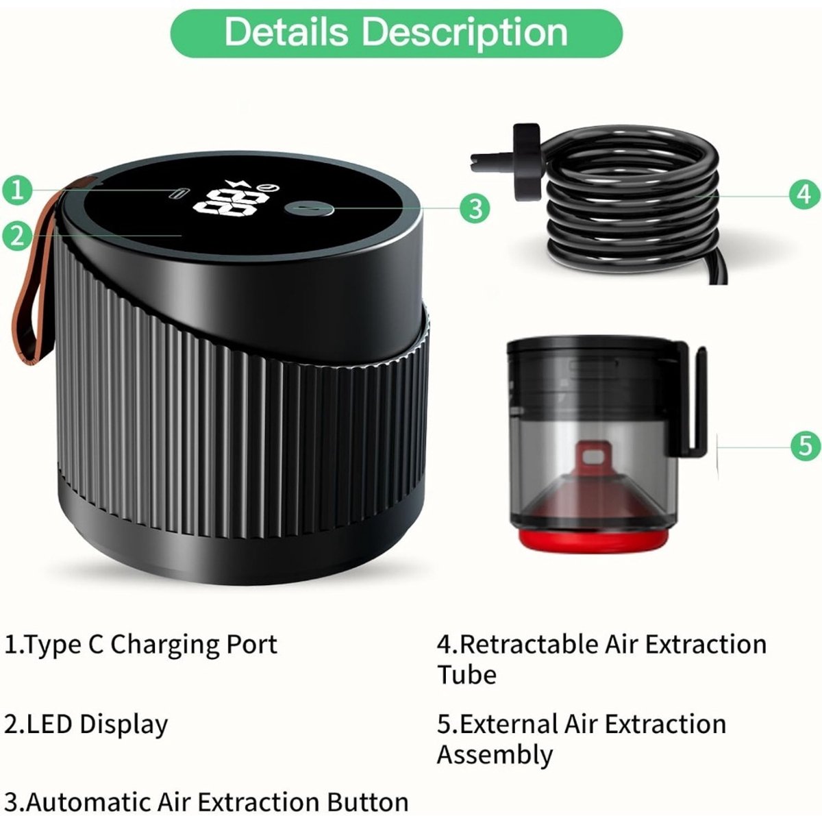 Mason Jar vacuümsealer draadloos USB C afdichtingsset voor Mason