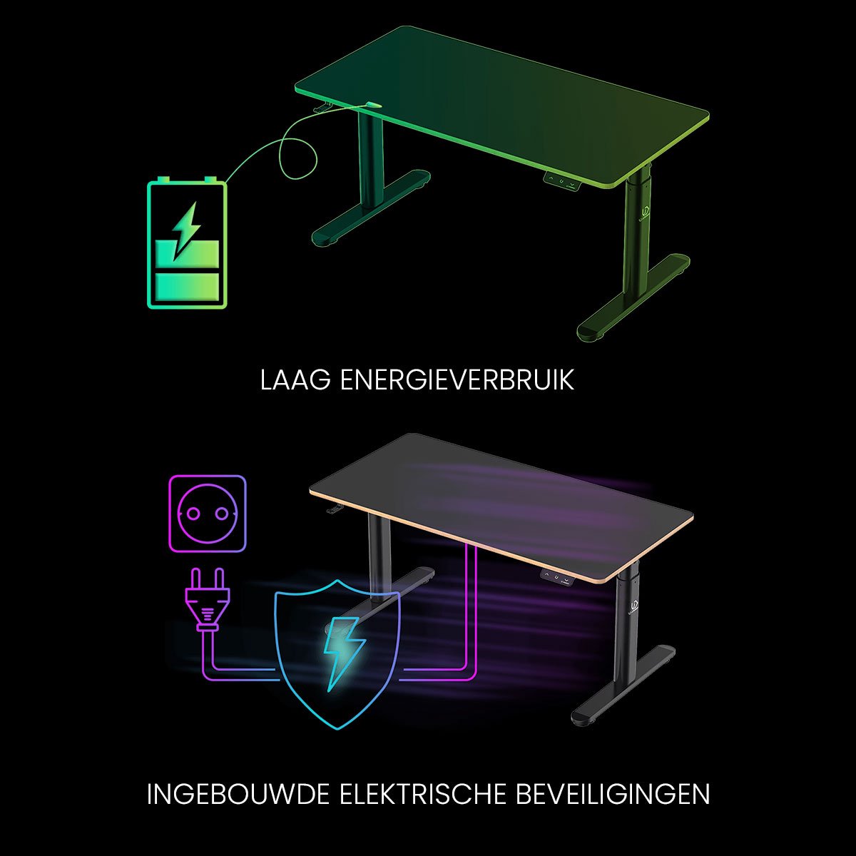 Elektrisch verstelbaar bureau voor kinderen en jongeren 120x60 cm – hoogte 55–81 cm, Ultradesk PULSAR, in hoogte verstelbaar kinderbureau, groeit mee met kind, ergonomisch studiebureau, wit thumbnail 5