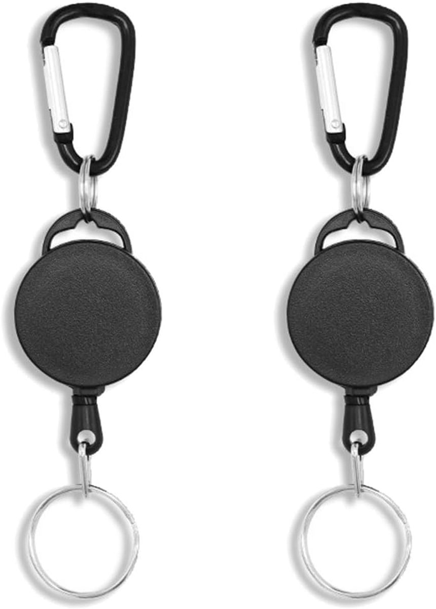 Sleutelhanger Uittrekbaar, 3 Stuks Intrekbare Sleutelringen, Uittrekbare Sleutelhanger, met Parakoord en 60cm Stalen Intrekbare Koord voor ID-kaart
