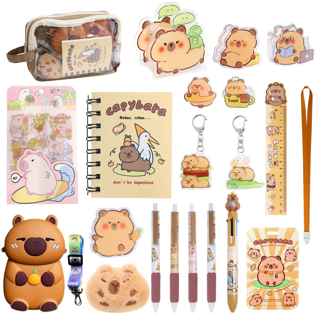 Capybara Etui - Meerlaags & 2-in-1 Afneembaar - Grote Capaciteit met Sleutelhanger