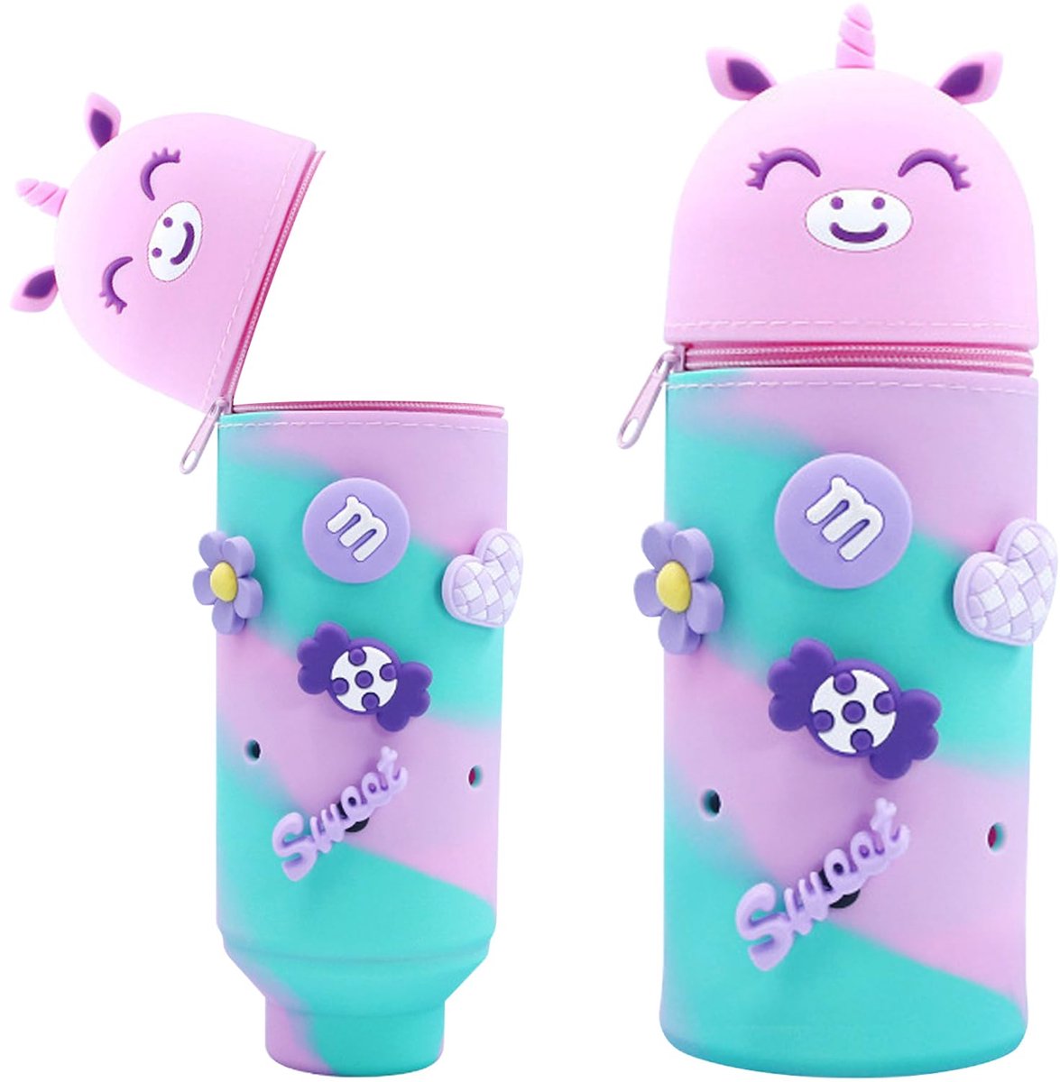 Kawaii Etui - 2-in-1 Zachte Siliconen Stand-Up Pennenzak - Voor Meisjes & Jongens - Eenhoorn