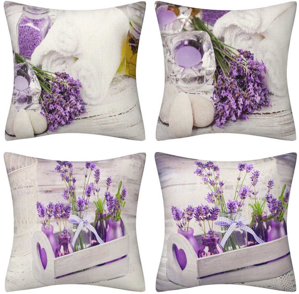 SUNMOOL Kussenhoes - Kussenhoes Vierkantjes - Pillow cover - 45 x 45cm - Type C - 4 Stuks