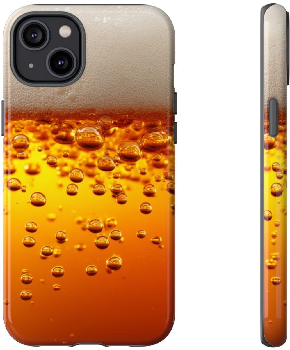 Amberkleurige Bierbellen van Dichtbij – Telefoonhoesje Geschikt voor iPhone 14 Plus