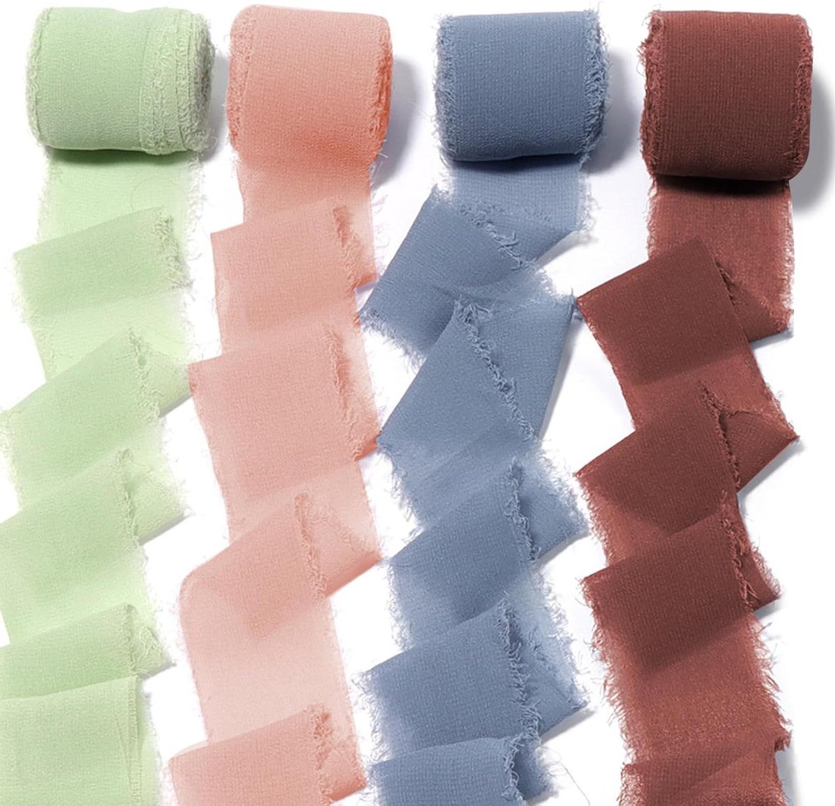 Handgemaakt Frans chiffon lint 40 mm x 20 m - Stofblauw lint voor geschenkverpakking - Zijden lint voor huwelijksuitnodigingen, verjaardagen en feestdecoraties