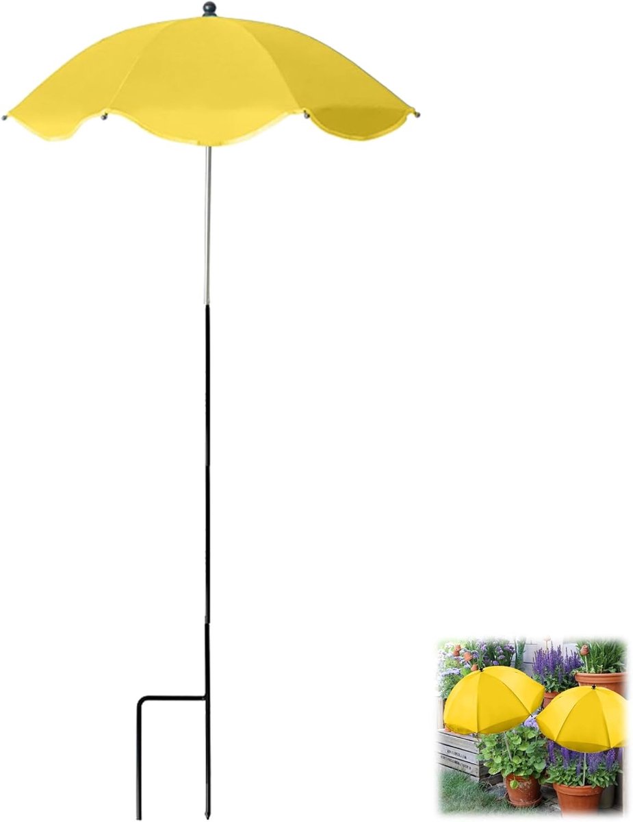 Plantenparaplu - Plant parasols - 23,5 inch grote tuinparasol - 52,3 inch - Regenbescherming voor planten - Verstelbare hoogte - UV-beschermende plantenhoes - Geschikt voor potplanten, verhoogde plantenbedden en bloemen - Geel