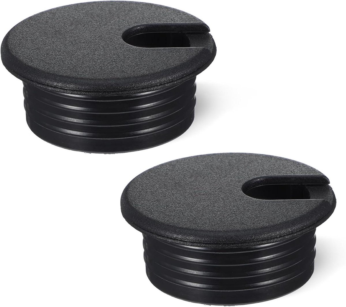 Allecto Plus - Kabeldoorvoer voor bureau zwart 38 mm - kunststof - kabelgatafdekking - bureaukabeldoorvoer - bureaukanaal - kabeldoorlaat - tafel - kantoor - 2 stuks
