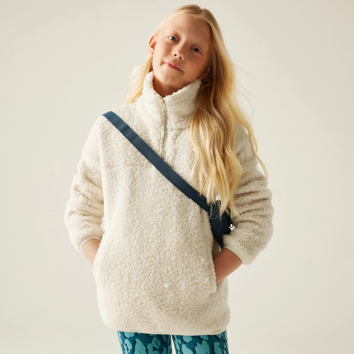 Regatta-Kaliza fleece met halve rits voor kinderen-Room Wit