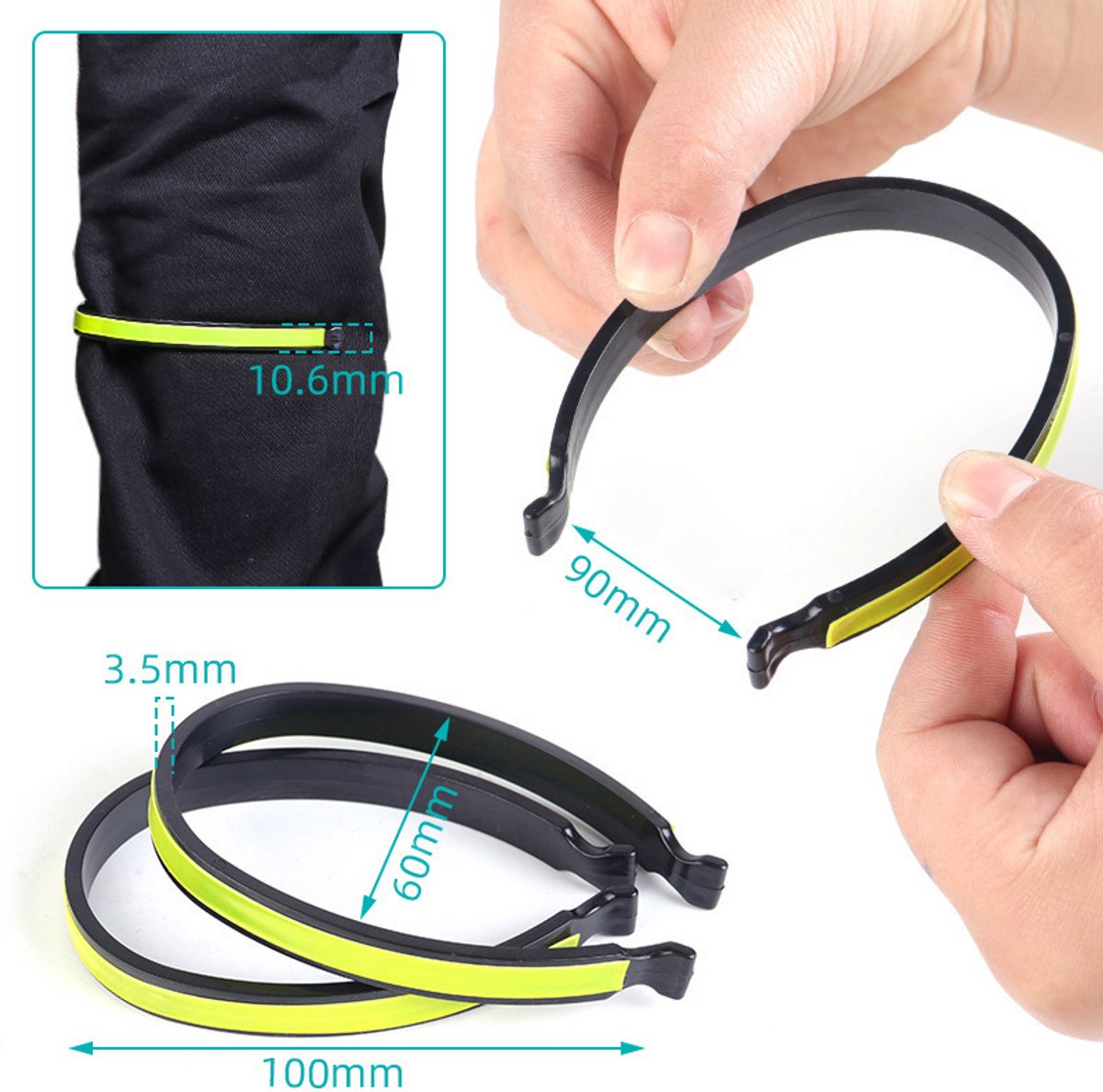 GNHG Broekklem, fietsbroekklem, broekbescherming fiets voor heren en dames, jogger, fietsers, motorfiets, reflecterende universele enkelbanden, 4 stuks