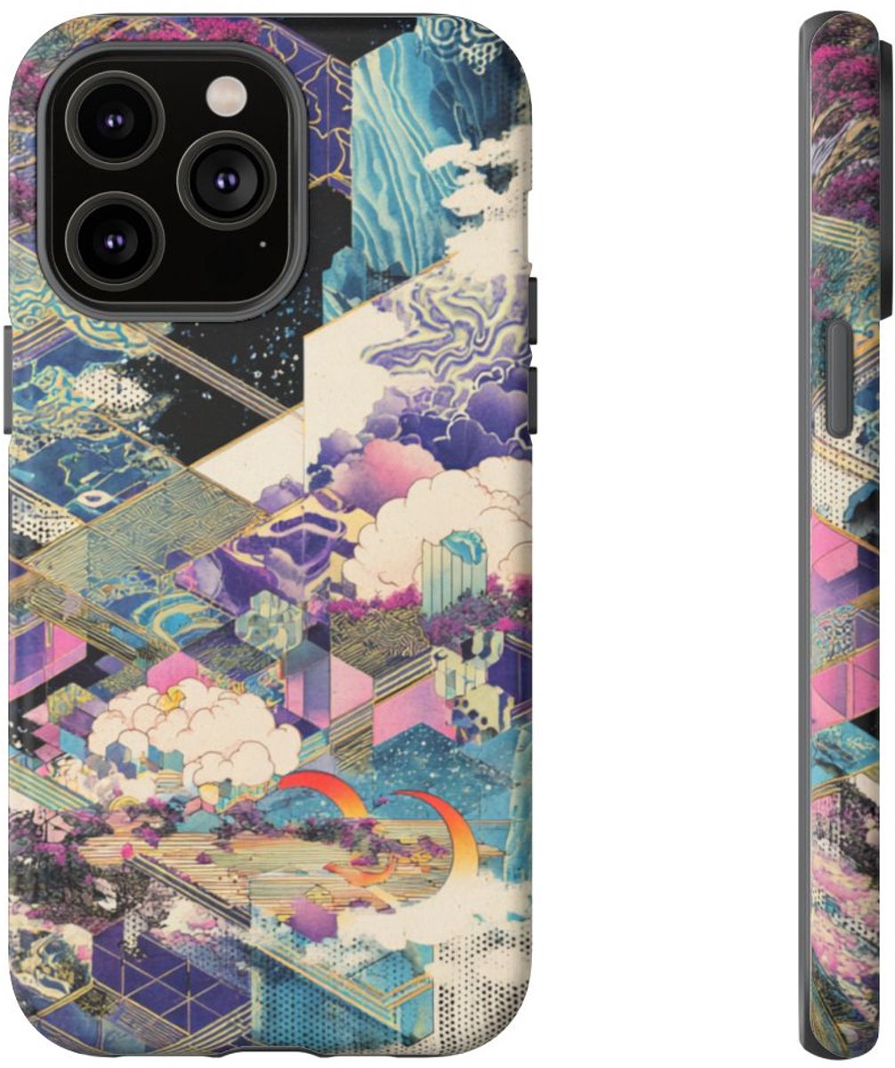 Abstracte Geometrische Natuurtaferelen – Telefoonhoesje Geschikt voor iPhone 14 Pro Max