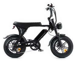 OUXI C80 Mini Elektrische Fatbike - Ingebouwd Alarmsysteem - Gratis Voetsteuntjes - 16 Inch - 250W Motor - 7 Versnellingen - 50 km Actieradius - Mechanische remmen - Zwart