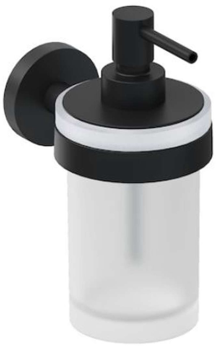 Jika Mio Style - Zeepdispenser met houder, mat glas/mat zwart H3832F27161001