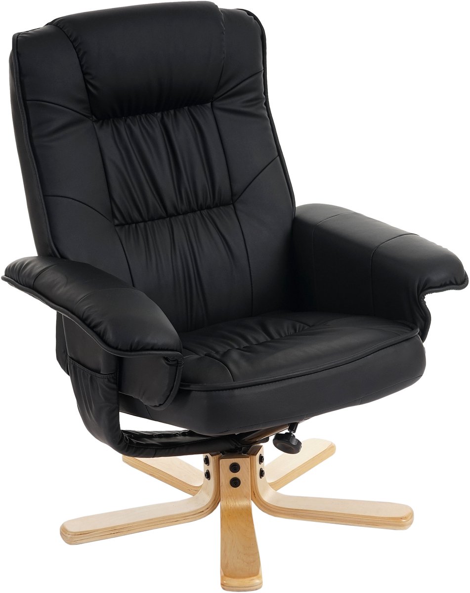 MCW Relaxfauteuil Televisiefauteuil Fauteuil zonder voetenbank M56 Kunstleer MVG-gecertificeerd ~ zwart