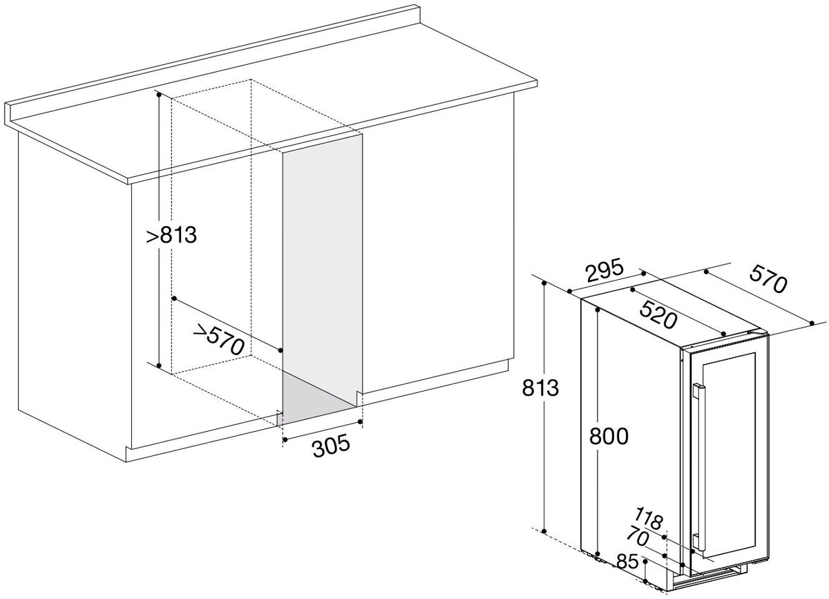 Temptech SOMX30DRB-24 Greeploze Wijnkoelkast 17 Flessen 2 - afbeelding 3