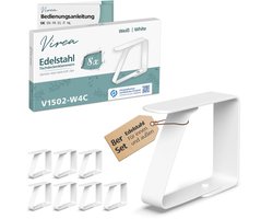 virea 8 x tafelkleedklemmen wit voor tafelbladdikte 3 cm - - Tafelkleedklemmen van roestvrij staal voor binnen- en buitengebruik - - Gemakkelijk te reinigen tafelkleedklemmen - - Klemmen met afgeronde randen