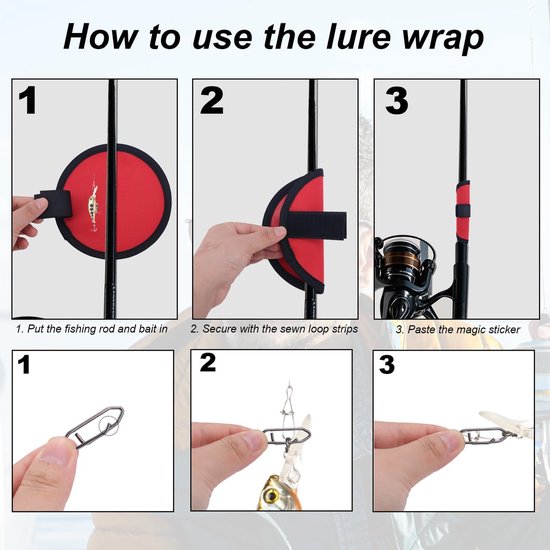 4st Lure Wrap & 30st Fishing Speed Clips - 15 cm Bait Gloves voor Hengel Lure Hook Covers - Vissers Veilig Beschermen tijdens het Vissen - Visaccessoires — afbeelding 5