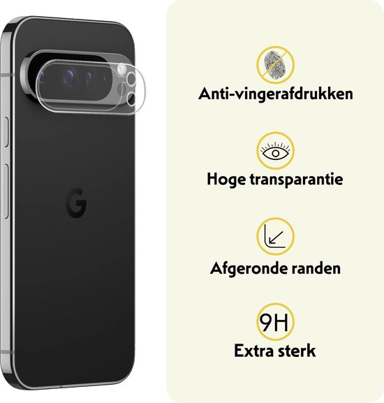 Transparante cameralensbeschermer voor Google Pixel 10 Pro. Anti-vingerafdrukken, hoge transparantie, afgeronde randen, 9H extra sterk.
