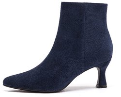 Smile Favorites® Dames Enkellaarzen met Hak - Blauw - Suedine - Maat 37 -