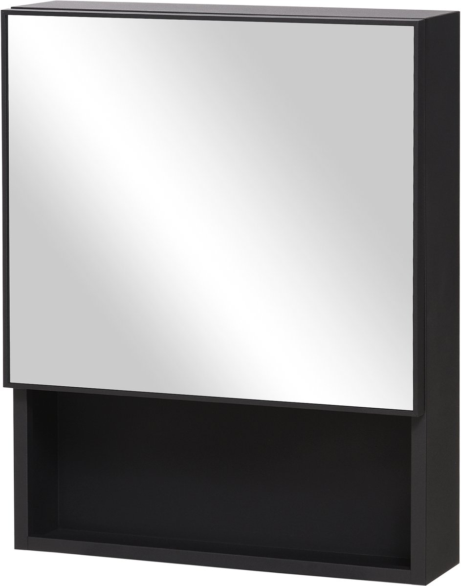 Kleankin spiegelkast - staal - glas - 46L x 13,5B x 58H cm - zwart