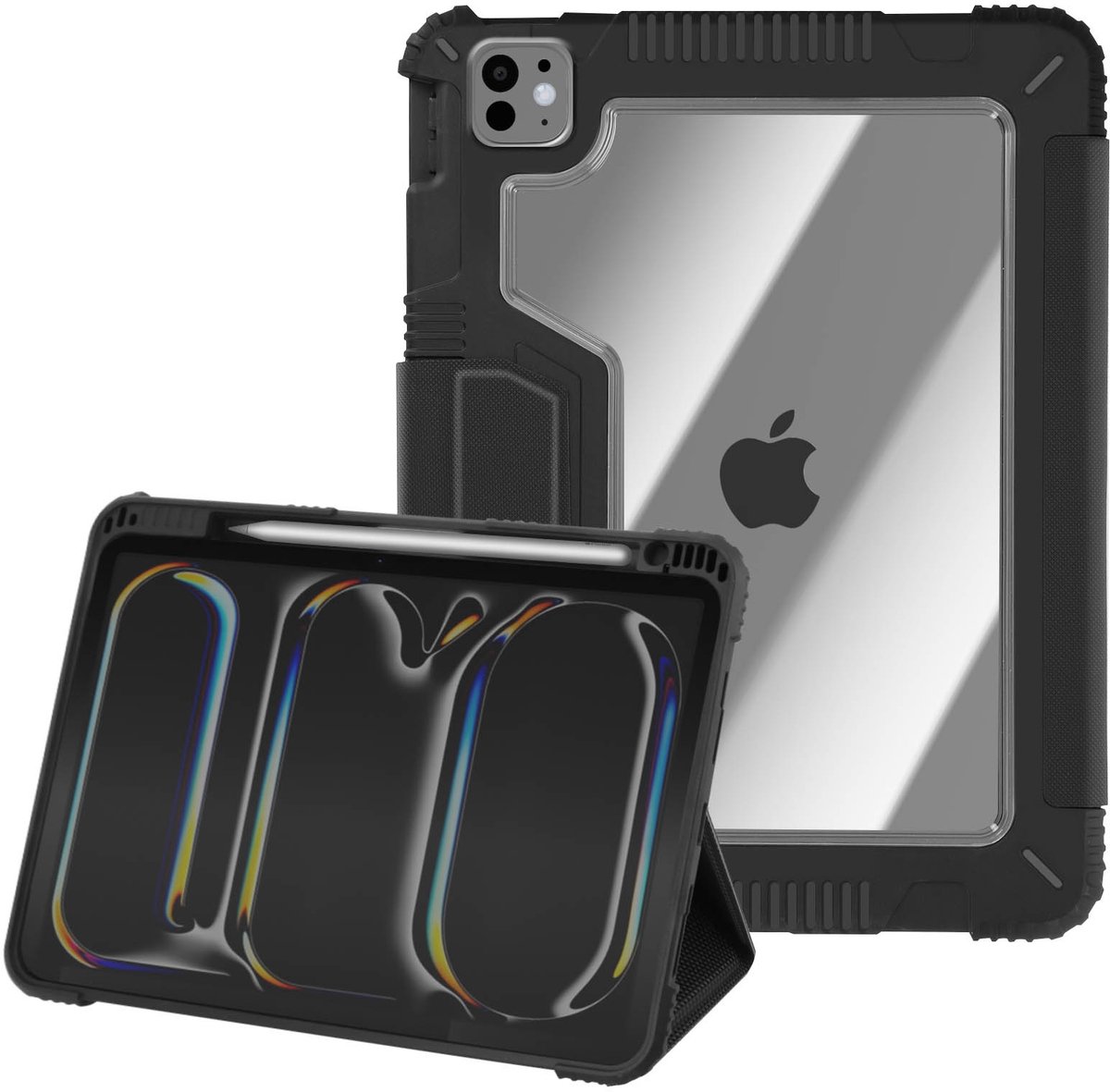 Akashi, Foliohoes Geschikt voor Apple iPad Pro 11 2024 Video / Toetsenbord ondersteuning klep, Zwart