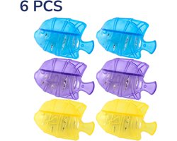 6 stuks - Reinigingsvisjes voor luchtbevochtiger / waterreservoir - Accessoires voor het reinigen van kalkaanslag en vuil - In blauw, paars en geel (elk 2 stuks) - Drijvende filters voor luchtbevochtigers en aquaria