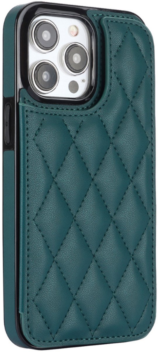 Hoesje geschikt voor iPhone 17 Pro Max - Backcover - Pasjeshouder - Kunstleer - Groen
