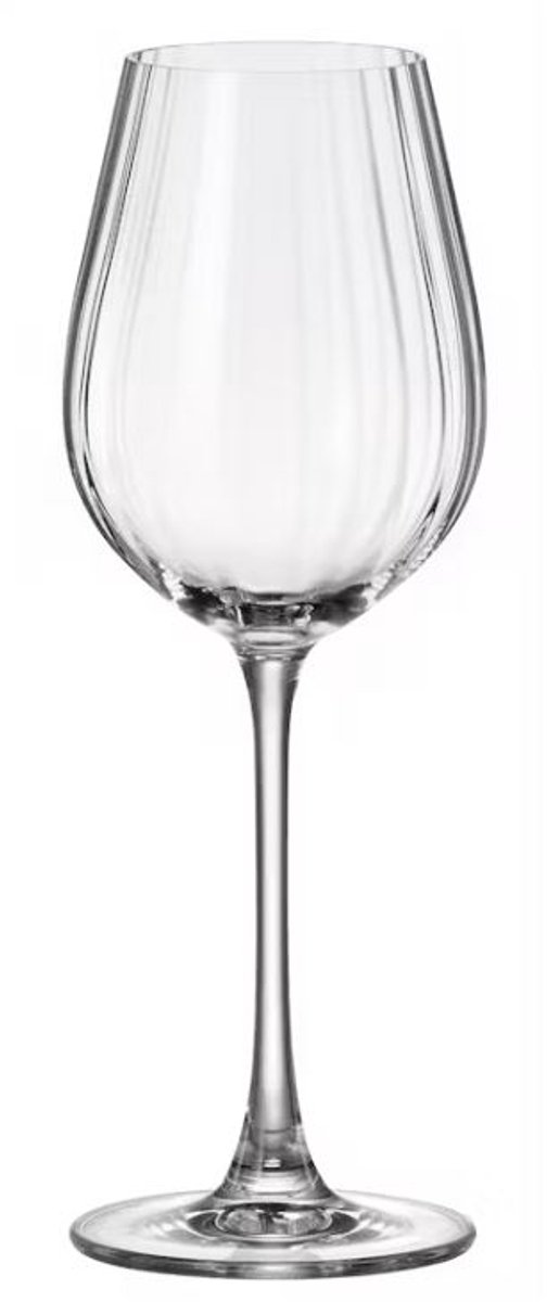 Sierlijke witte wijnglazen SARAH waterfall - BOHEMIA ROYAL CRYSTAL - wijnglas met optiek decoratie 400 ml - set 6 stuks