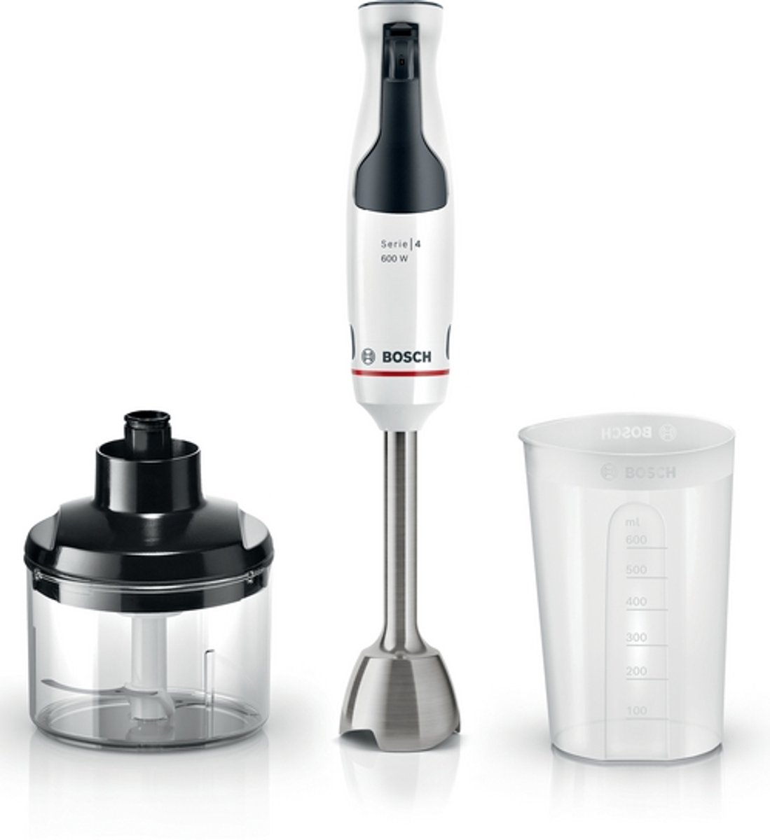 Bosch Haushalt MSM4W220 Staafmixer 600 W Met mixbeker Met maatbeker Met hakmolenopzet BPA-vrij Wit Grijs