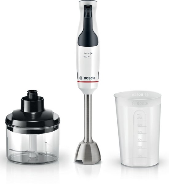 Bosch MSM4W220 ErgoMaster - Staafmixer - 600W - Inclusief Hakmolen - Wit/Donkergrijs