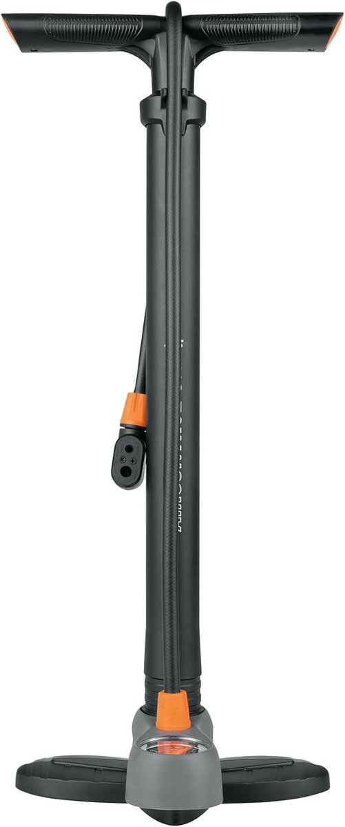 SKS DUITSLAND AIRCONTROL 8.0 vloerpomp (luchtpomp voor alle ventielsoorten, verlengde slang, precisiedrukmeter, comfortabele handgreep, max. druk: 8 bar/115 PSI), zwart