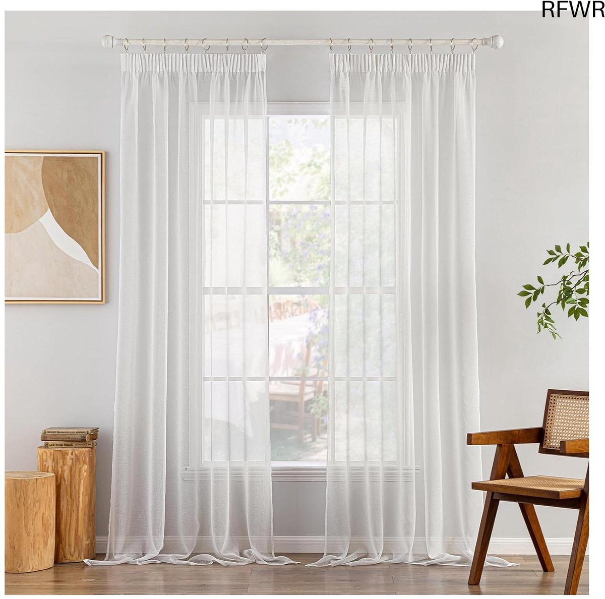 RFWR® Transparante Voile Gordijnen Set van 2 - 140 x 225 cm voor Woonkamer en Slaapkamer