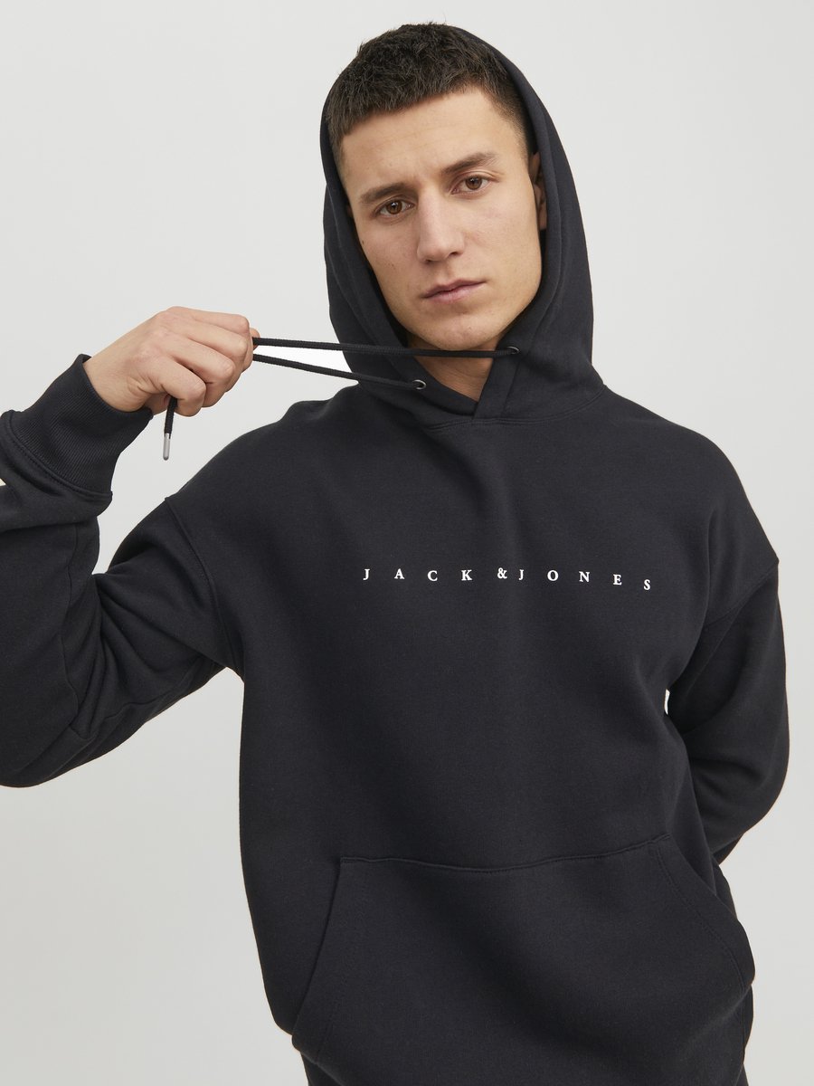 JACK & JONES Star jj sweat hood regular fit - heren hoodie katoenmengsel met capuchon - zwart — afbeelding 6