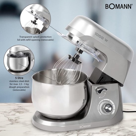 RFWR® Deegrobot 1000 Watt Mixer met 5 Liter Kom - Kneed- en Mengmachine van RFWR — afbeelding 4
