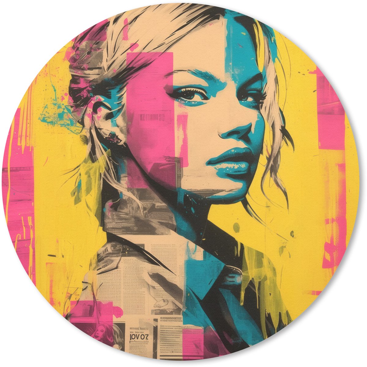 Muismat rond 30x30 cm - Mousepad Vrouw - Verfstrepen - Gekleurd - Ronde muismatten