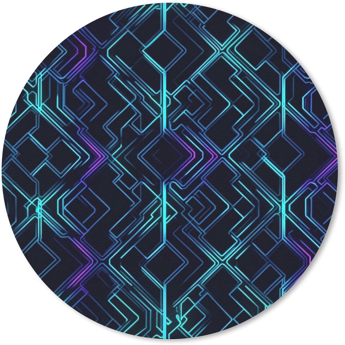 Muismat rond 20x20 cm - Mousepad Gaming - Ruitvormen - Abstract - Neon - Paars - Ronde muismatten